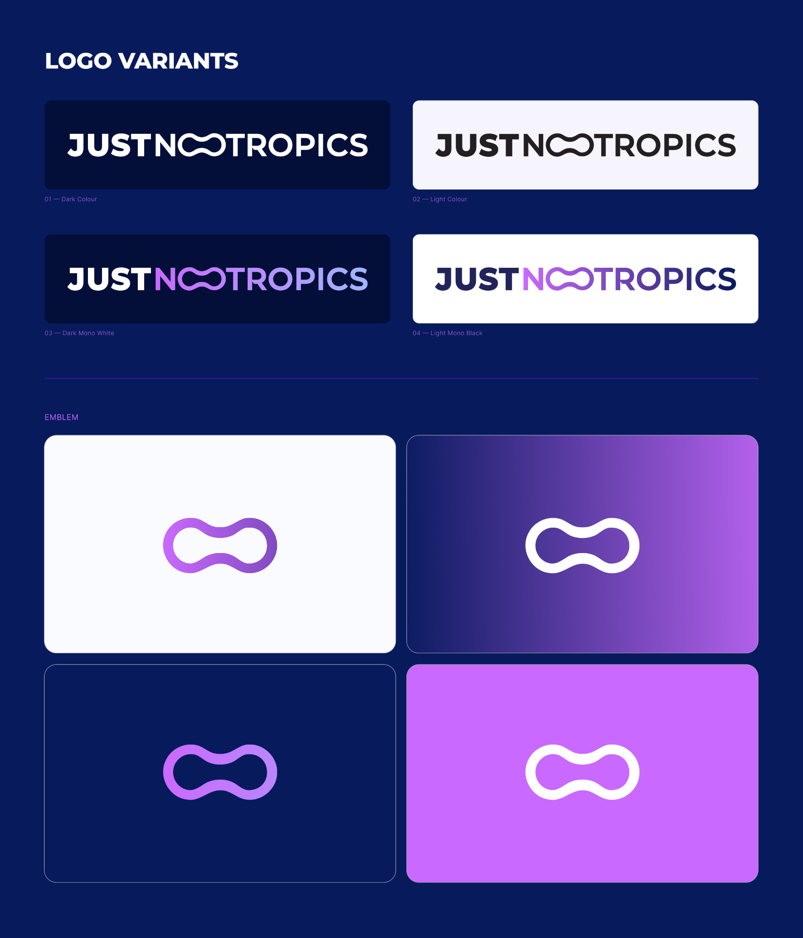 Just Nootropics logo mark on a purple gradient — continued